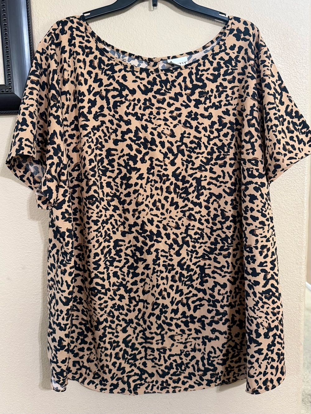 Women's AVA & VIV Animal Print Short Sleeve Blouse Size (3X)